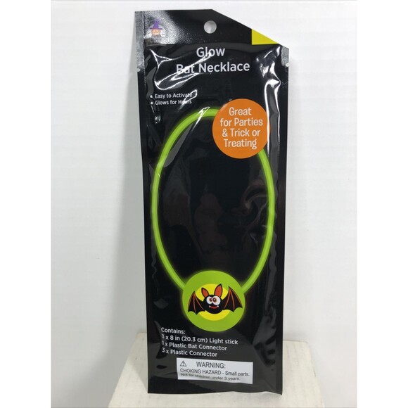 Glow Bat Necklace Easy to Activate Glows for Hours - Picture 2 of 7